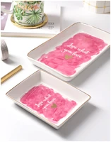 

Home Decorative Ceramic Flamingo Rectangle Jewelry Dish Jewelry Trinket Tray Ring Dish