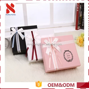 gift cardboard carton box paper packaging box with satin bow tie