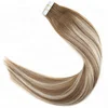 18 20inch Tape in Remy Hair Extensions Human Hair Balayage Brown Fading to Blonde Mixed Medium Brown Skin Weft 20Pcs 50G