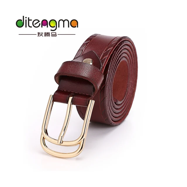 women"s new fashion solid slim belt golden polished belt