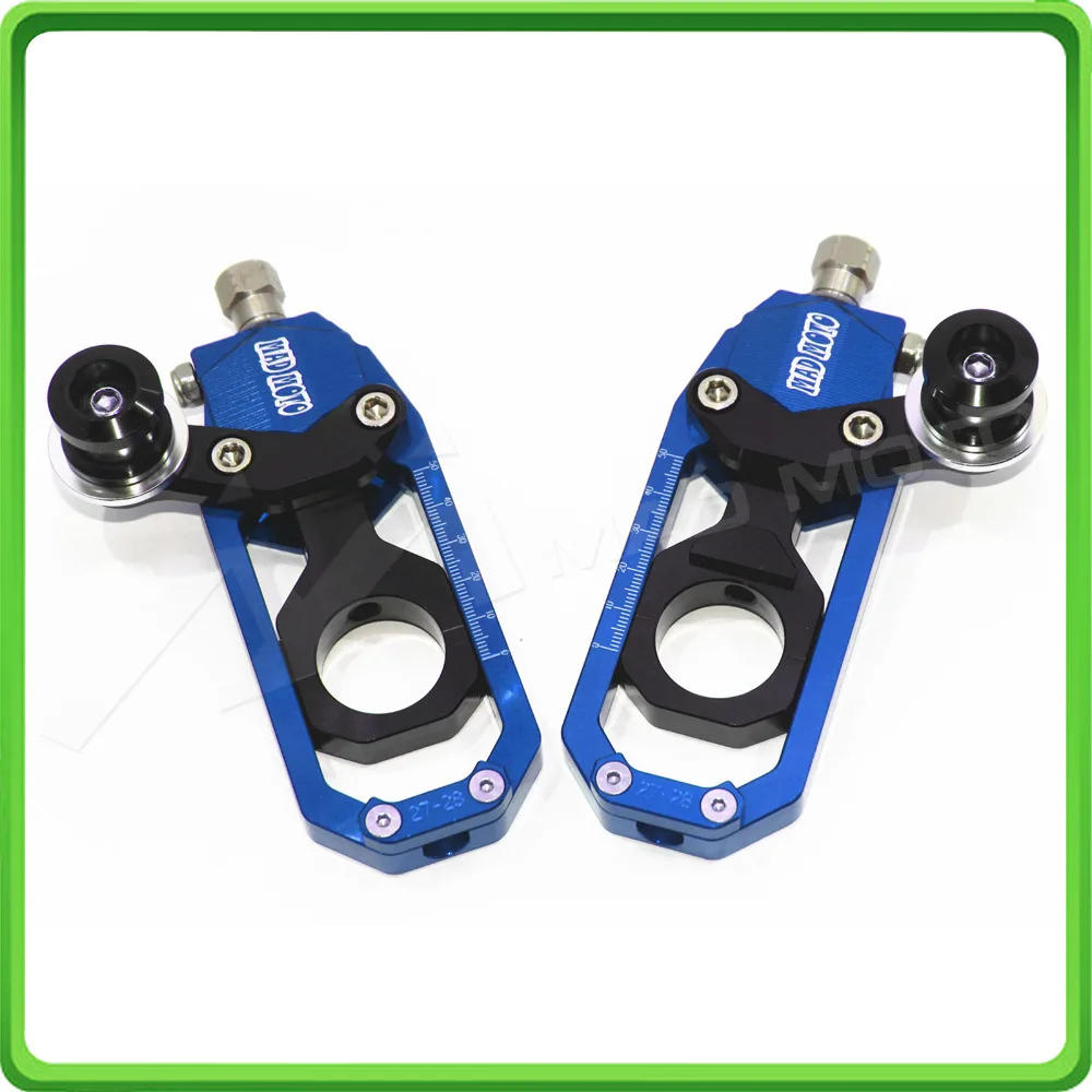 Motorcycle Chain Tensioner Adjuster with bobbins kit for Yamaha FZ1 2006 2007 2008 2009 2010 2011 2012 2013 2014 2015 Blue&Black (2)