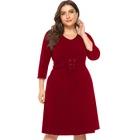 Red Pretty XXL Plus Size Summer Ladies Casual Clothes Women Dress