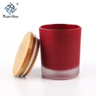 Small Large Glass Candle Holder Jar Customized Spray Grey Color Color With Bamboo Wooden Metal Lid