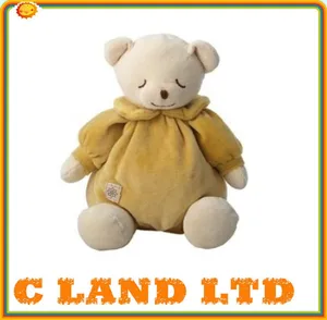 little teddy bear yellow plush soft velvet baby toy/baby rattles