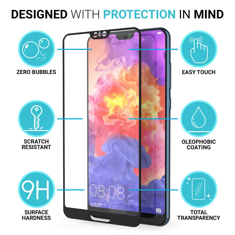 Premium 100% Protecci&oacute;n de vidrio templado para Huawei P20 Pro - ANKUX.COM