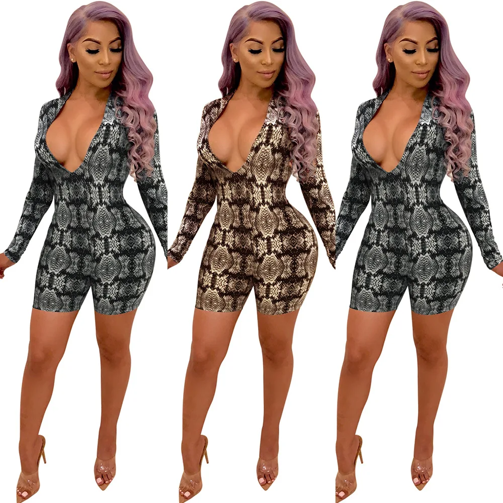 FM-K8665 Western fashion deep v-neck long sleeve snake skin printed wild women slim bodycon jumpsuits
FM-K8665 Western fashion deep v-neck long sleeve snake skin printed wild women slim bodycon jumpsuits