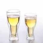 cheap borosilicate double wall glass funny beer glass