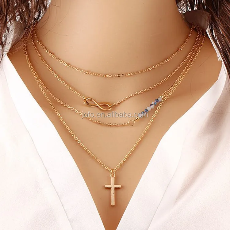 2015 Trendy Multi Layers One Direction Cross Crystal Beads Chains Necklace, Fashion Gold Thin Chains Necklaces For Women
2015 Trendy Multi Layers One Direction Cross Crystal Beads Chains Necklace, Fashion Gold Thin Chains Necklaces For Women
