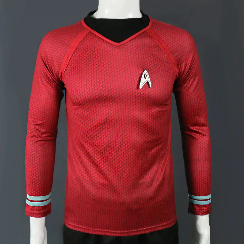 Star Trek in The Dark Captain Kirk Shirt Shape Cosplay Costume Red Version Size  For Men (3)