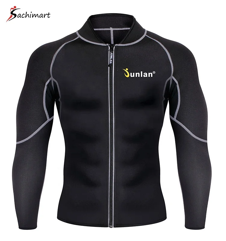 

Sachimart Wholesale Workout Sweat Shirt For Fat Burning Gym Fitness Training Men Clothing Weight Loss Tummy Tuck Sauna Suit, Black