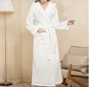 Wholesale OEM soft double-loop fabric bathrobe 100% COTTON lengthen suck water robe terry thicken hooded hotel bathrobe