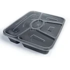 1000 ml wholesale disposable plastic 5-compartmentt food container black lunch box made in china
