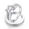 New Coming 316L stainless steel 4 prong setting 6*6 Square cz stone engagement ring set