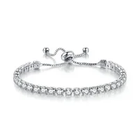 

Fashion Jewelry 18k Rose/White Gold Chain Round Shape 4mm CZ Cubic Zirconia Diamond Adjustable Tennis Bracelets For Women H133-M