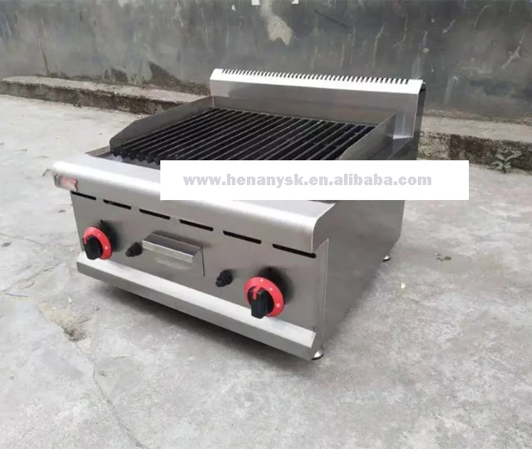 Stainless Steel Counter Top Gas Lava Rock Grill