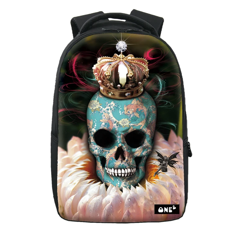 ONE2 design king skull pattern printed outdoor backpack for laptop large capacity lightweight comfortable padded, Customized
ONE2 design king skull pattern printed outdoor backpack for laptop large capacity lightweight comfortable padded, Customized