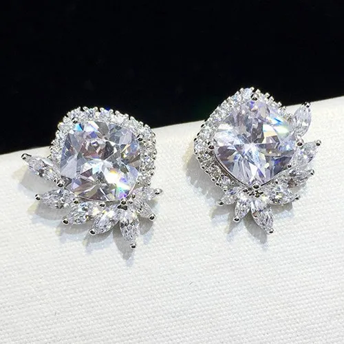 

Top Quality Heart & Arrows Cut 1ct CZ Stone 925 Sterling Silver Stud Earrings for Women Brincos Oorbellen Boucle D'oreille