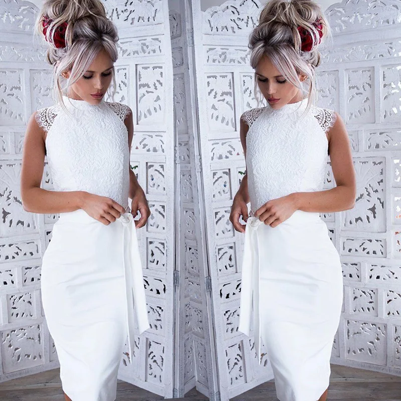 New Spring Summer Dress Vintage Woman Stand Neck Sleeveless Party Short Mini Dress White Lace Dresses Women Lady Elegant
New Spring Summer Dress Vintage Woman Stand Neck Sleeveless Party Short Mini Dress White Lace Dresses Women Lady Elegant