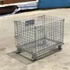 Metal folding collapsible stacking storage wire mesh pallet container