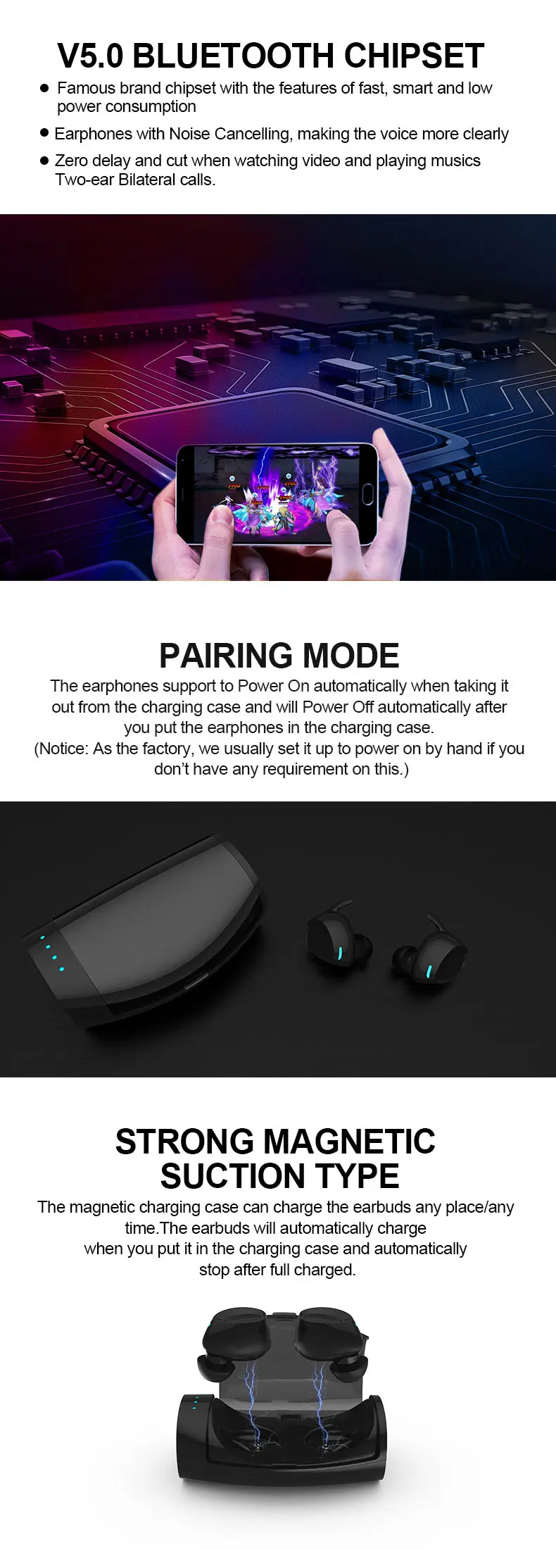 Factory OEM Cheap Waterproof Bluetooth Headset Headphone, Wireless Waterproof Bluetooth Single Earbuds with charging case - ANKUX.COM