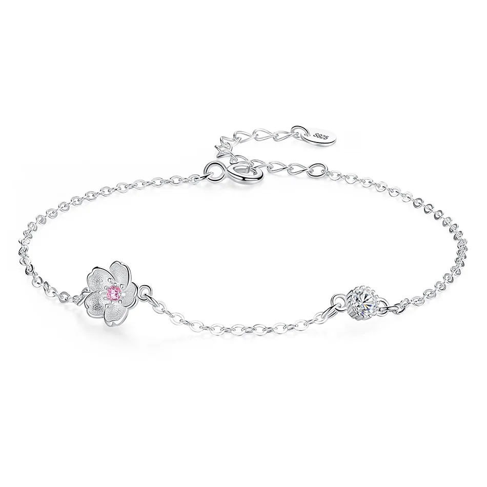 High Quality 925 Sterling Silver Bracelet Pink Flower Magnolia Charm Bracelet for Women Wedding Engagement Jewelry, Sliver 
High Quality 925 Sterling Silver Bracelet Pink Flower Magnolia Charm Bracelet for Women Wedding Engagement Jewelry, Sliver