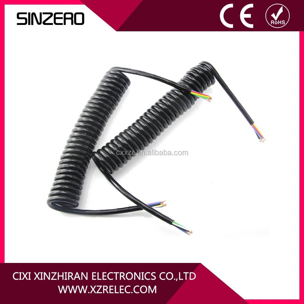 High elasticity 7 pin spiral trailer cable for semi-railer High elasticity 7 pin spiral trailer cable for semi-railer