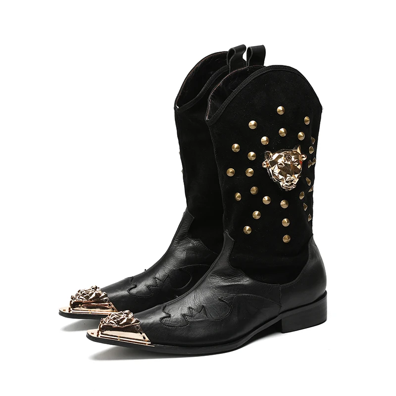 NA175 Men Boots Metal Pointed Toe Leather Botas Hombre with Buckles Punk Rock Black Ankle Length Motorcycle Short Boots, As the picture
NA175 Men Boots Metal Pointed Toe Leather Botas Hombre with Buckles Punk Rock Black Ankle Length Motorcycle Short Boots, As the picture