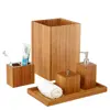 5-Piece Bamboo Bath and Vanity Bathroom Essentials Accessory Set
