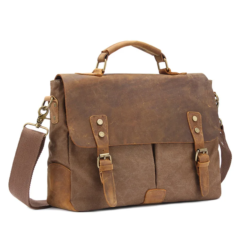 Vintage Canvas Messenger Bags For Men Genuine Leather Briefcase Casual Tote Crossbody Bags
Vintage Canvas Messenger Bags For Men Genuine Leather Briefcase Casual Tote Crossbody Bags