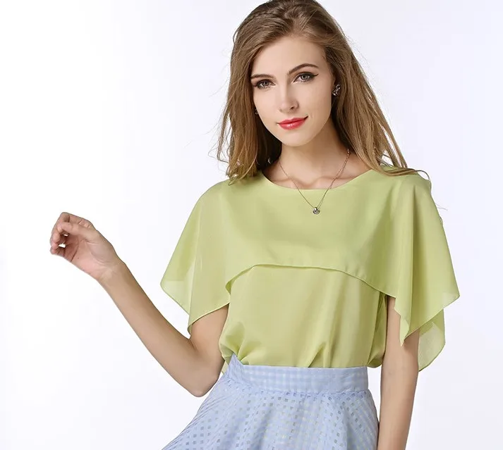 2015 European style New Arrival women chiffon shirts false shawl sleeveless purity women blouses plus size fashion women blouses