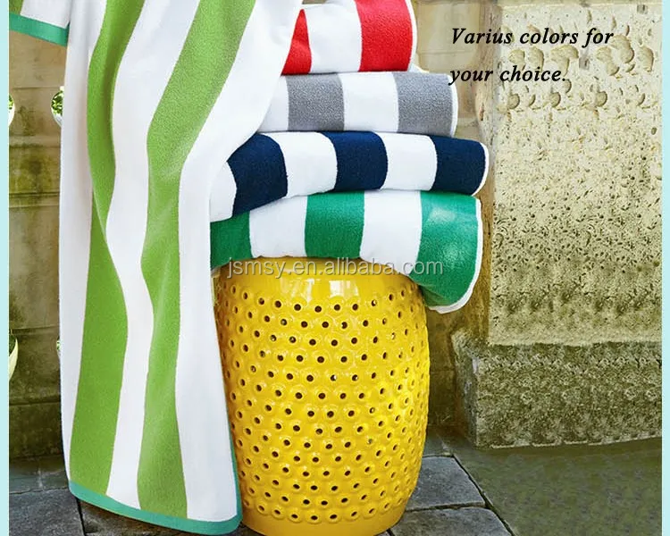 Mixed colors stripe swimming pool lounge chair towel custom cotton stripe beach towels