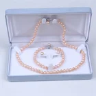 High quality fashion design necklace jewelry wedding pink pearl jewelry set