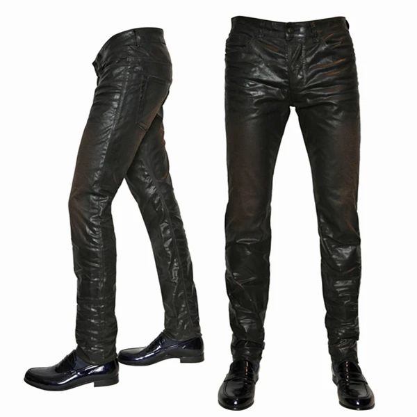 coated waxed jeans