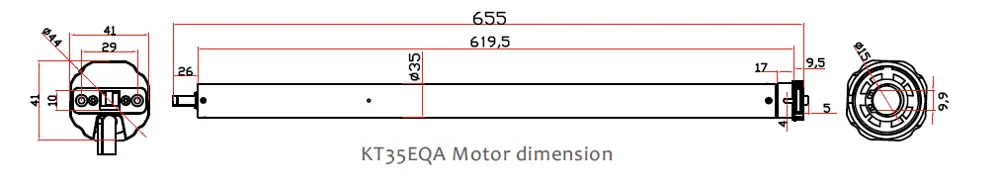 KECO tubular motor KT35EQA Ultra Quiet DC motor used in motorized roller blinds and electric roller shade for smart home
