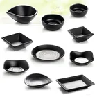 customized matte black plastic melamine retangular sushi plate