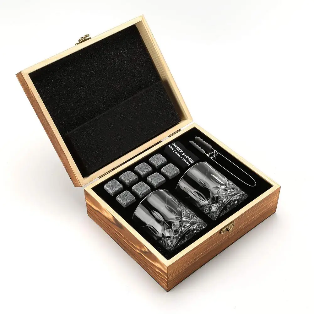 Wholesale Tongs Pouch Wooden Box Drinking Crystal Whiskey Glasses Gift Set with Stone
Wholesale Tongs Pouch Wooden Box Drinking Crystal Whiskey Glasses Gift Set with Stone