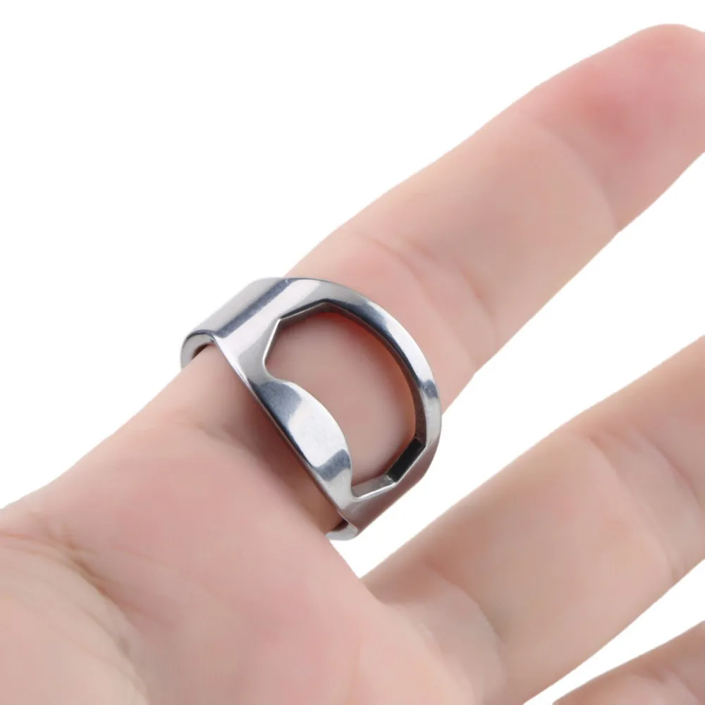 2PCs Stainless Steel Finger Ring Ring-Shape Beer Bottle Opener for Beer Bar Tool