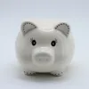 pig shaped decals decoration wholesale white ceramic piggy banks