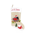 Linen xmas santa stocking shape christmas gift bag