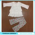 Wholesale toddler girl ruffle tunic and floral pants set kids 100 cotton clothing baby girls boutique outfits