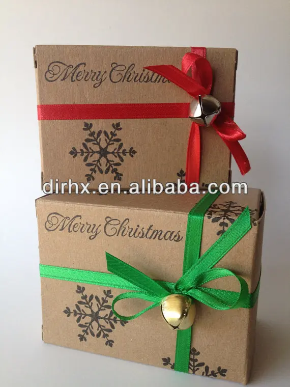 snowflake cardboard christmas gift box with green