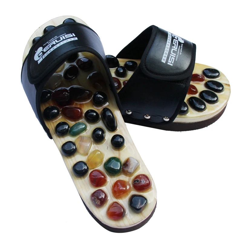 free shipping massage Natural cobblestone agate stone massage slippers foot care at home acupoint seniority acupuncture massage