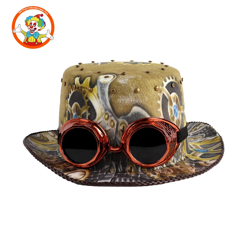 Vintage Victorian Dişliler Gözlük Parti Cosplay Üst Steampunk Şapka