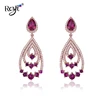 Hot Selling Fashion Fine Jewelry Silver 925 Peacock Design Ruby Cz Stone Stud Earrings