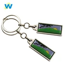 Custom logo rectangle metal epoxy keychain