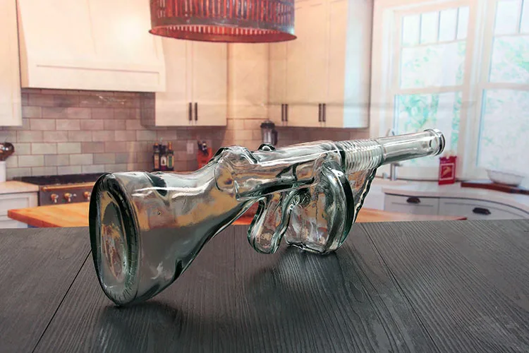 machine gun glass wine bottle