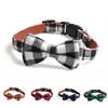 New arrival England style plaid pet collar bowknot buckle puppy dog cat collars with bell