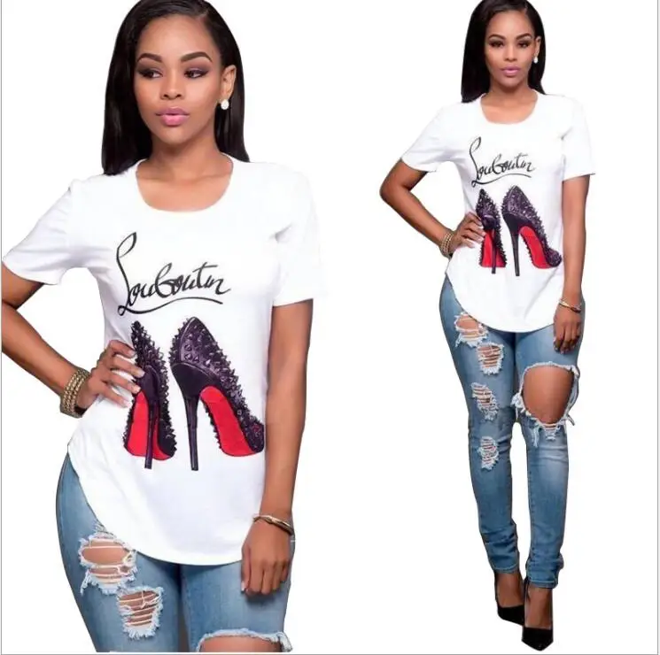 Coldker Fashion High-heeled Shoes Printed Printed Tops Women's Short Sleeve Fashion Blouse T-shirt
Coldker Fashion High-heeled Shoes Printed Printed Tops Women's Short Sleeve Fashion Blouse T-shirt