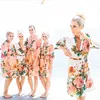 Kimono Robes Coral Large Floral Blossom Bridesmaids Robe Sets Bridesmaids gifts Bridal Party Robes Dressing Gowns