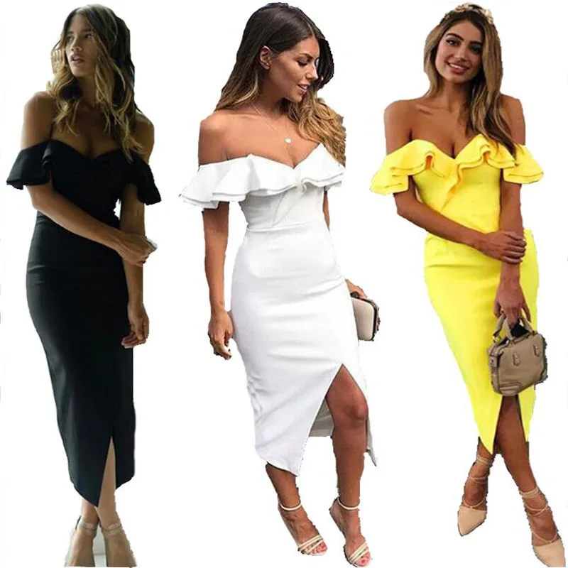 Women V-neck Ruffle Yellow Black White Mini Dresses Summer Short Sleeve Party Shoulder Clubwear Bodycon Pencil Dress
Women V-neck Ruffle Yellow Black White Mini Dresses Summer Short Sleeve Party Shoulder Clubwear Bodycon Pencil Dress